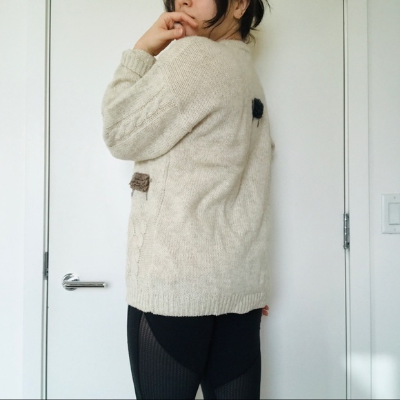 Vintage 100% Wool Cream Sheep Knit Sweater - Picture 4 of 12